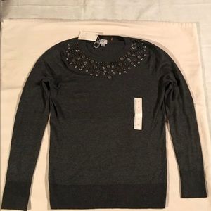 A new day gray sweater w/ jewel accent size M NWT